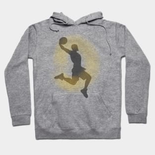 Basketball Player Dunking Sprayed Yellow Grey Hoodie